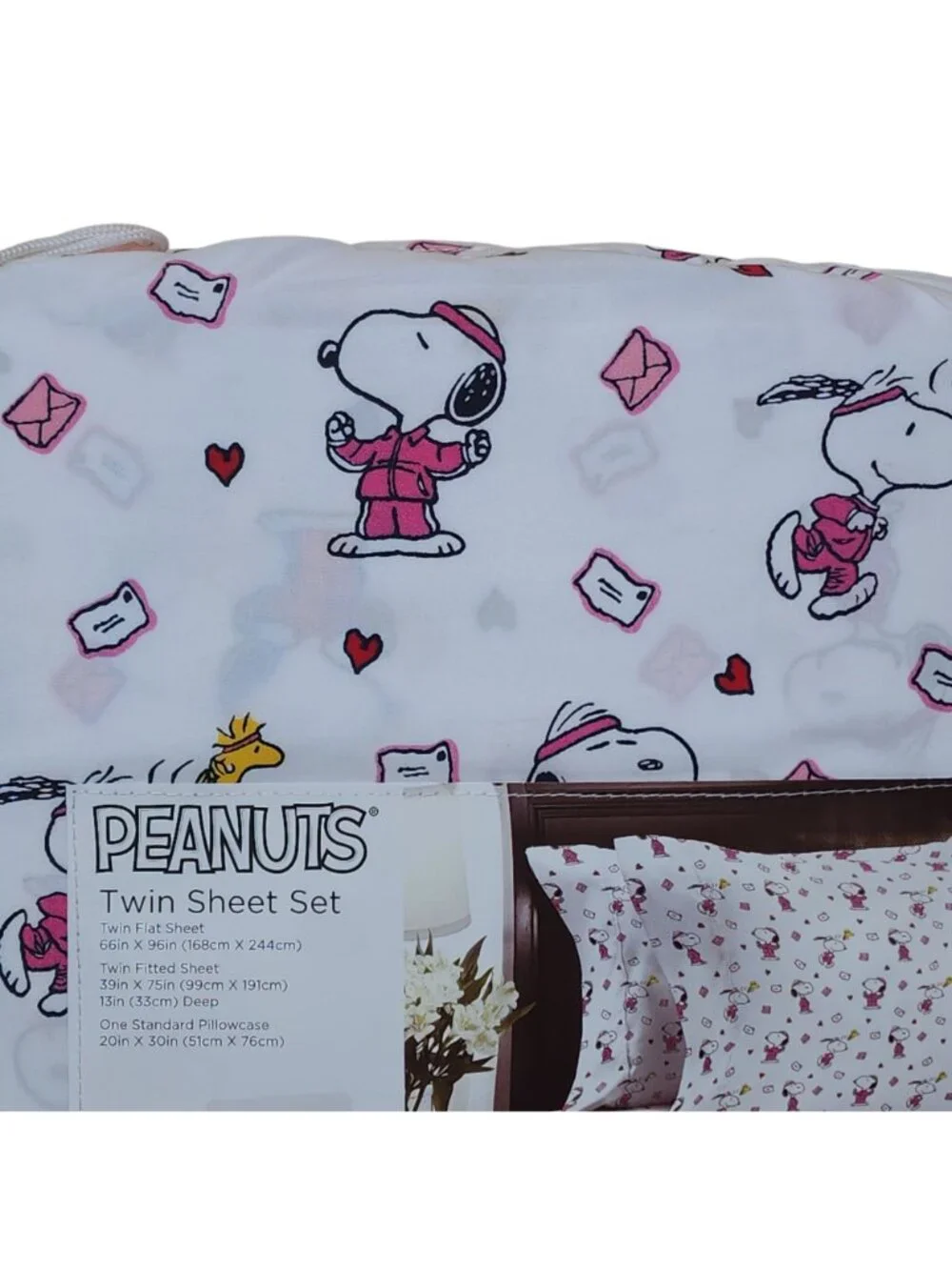 Peanuts Snoopy Twin Sheet Set By Berkshire Valentines Letters Hearts